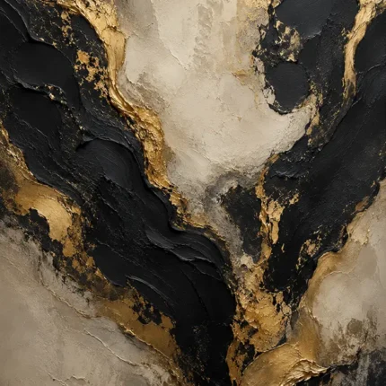 Ivory Rift Black & Gold Wall Art Canvas Print