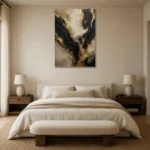 Ivory Rift Black & Gold Wall Art Canvas Print showcased in an elegant minimalist interior