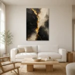 Gilded Fault Black & Gold Wall Art Canvas Print styled in a refined neutral interior