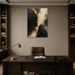 Gilded Fault Black & Gold Wall Art Canvas Print displayed in a contemporary gallery-inspired room