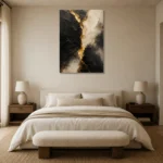 Gilded Fault Black & Gold Wall Art Canvas Print showcased in an elegant minimalist interior