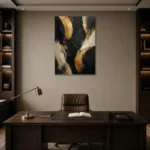 Gilded Arc Black & Gold Wall Art Canvas Print displayed in a contemporary gallery-inspired room