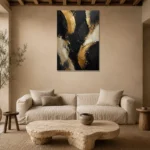 Gilded Arc Black & Gold Wall Art Canvas Print presented in a sophisticated home setting