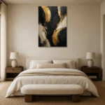 Gilded Arc Black & Gold Wall Art Canvas Print showcased in an elegant minimalist interior