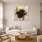 Gilded Fragment Black & Gold Wall Art Canvas Print styled in a refined neutral interior