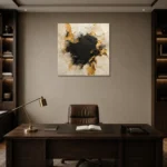 Gilded Fragment Black & Gold Wall Art Canvas Print displayed in a contemporary gallery-inspired room
