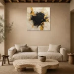 Gilded Fragment Black & Gold Wall Art Canvas Print presented in a sophisticated home setting