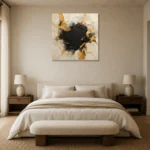 Gilded Fragment Black & Gold Wall Art Canvas Print showcased in an elegant minimalist interior
