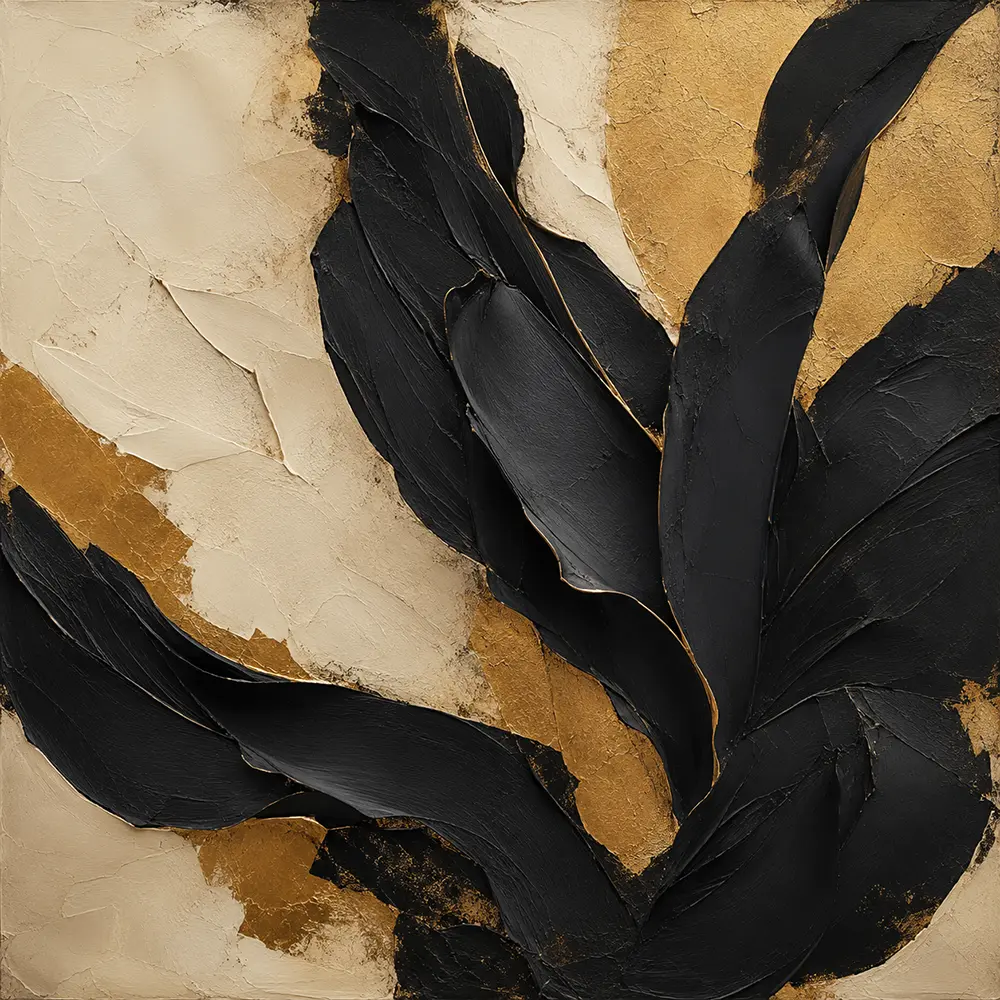 Sable Palm Black & Gold Wall Art Canvas Print