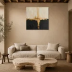 Gilded Axis Black & Gold Wall Art Canvas Print presented in a sophisticated home setting