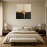 Gilded Axis Black & Gold Wall Art Canvas Print showcased in an elegant minimalist interior