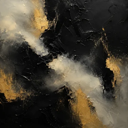Smoky Obsidian Black & Gold Wall Art Canvas Print