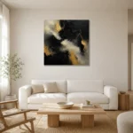 Smoky Obsidian Black & Gold Wall Art Canvas Print styled in a refined neutral interior