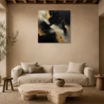 Smoky Obsidian Black & Gold Wall Art Canvas Print presented in a sophisticated home setting