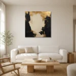 Gilded Atrium Black & Gold Wall Art Canvas Print styled in a refined neutral interior