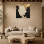 Gilded Atrium Black & Gold Wall Art Canvas Print presented in a sophisticated home setting
