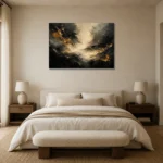 Gilded Atmosphere Black & Gold Wall Art Canvas Print showcased in an elegant minimalist interior