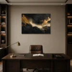 Gilded Passage Black & Gold Wall Art Canvas Print displayed in a contemporary gallery-inspired room