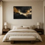 Gilded Passage Black & Gold Wall Art Canvas Print showcased in an elegant minimalist interior
