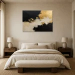 Gilded Drift Black & Gold Wall Art Canvas Print showcased in an elegant minimalist interior