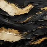 Gilded Currents Black & Gold Wall Art Canvas Print