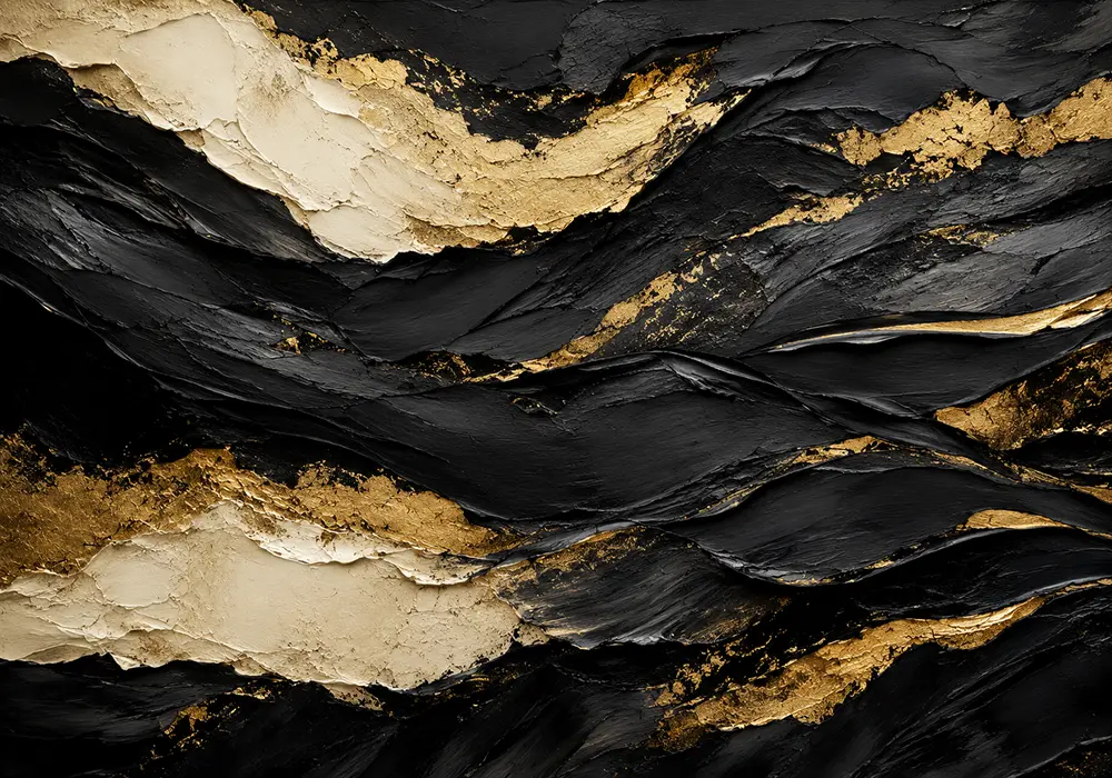Gilded Currents Black & Gold Wall Art Canvas Print