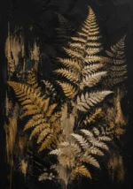 Golden Fern Botanical Black & Gold Wall Art Canvas Print