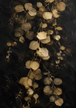 Golden Eucalyptus Botanical Black & Gold Wall Art Canvas Print