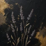 Golden Lavender Botanical Black & Gold Wall Art Canvas Print