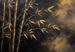 Golden Bamboo Botanical Black & Gold Wall Art Canvas Print