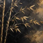 Golden Bamboo Botanical Black & Gold Wall Art Canvas Print
