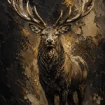 Golden Stag Black & Gold Wall Art Canvas Print