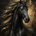 Black Stallion Black & Gold Wall Art Canvas Print