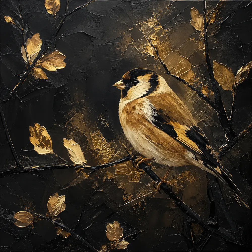 Golden Finch Black & Gold Wall Art Canvas Print