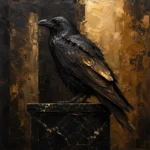 Golden Raven Black & Gold Wall Art Canvas Print