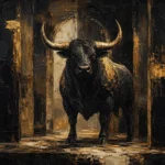 Golden Bull Black & Gold Wall Art Canvas Print