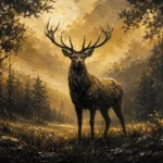 Forest Stag Black & Gold Wall Art Canvas Print