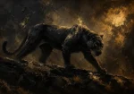 Shadow Panther Black & Gold Wall Art Canvas Print