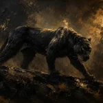 Shadow Panther Black & Gold Wall Art Canvas Print