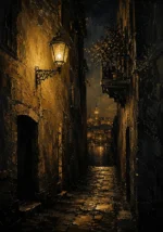 Lantern Alley Black & Gold Wall Art Canvas Print