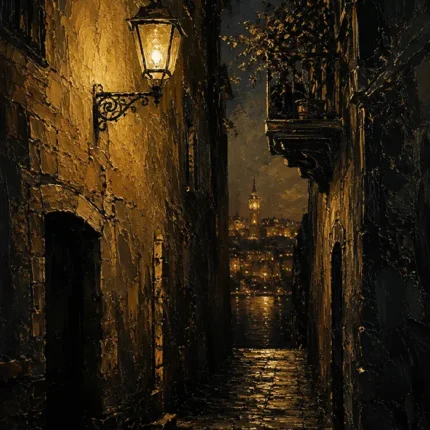 Lantern Alley Black & Gold Wall Art Canvas Print