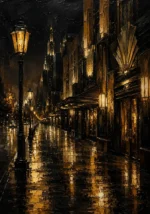 Art Deco Boulevard Black & Gold Wall Art Canvas Print