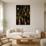 Art Deco Boulevard Black & Gold Wall Art Canvas Print styled in a refined neutral interior