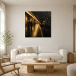 Underground Platform Black & Gold Wall Art Canvas Print styled in a refined neutral interior