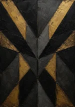 Geometric Facet Black & Gold Wall Art Canvas Print