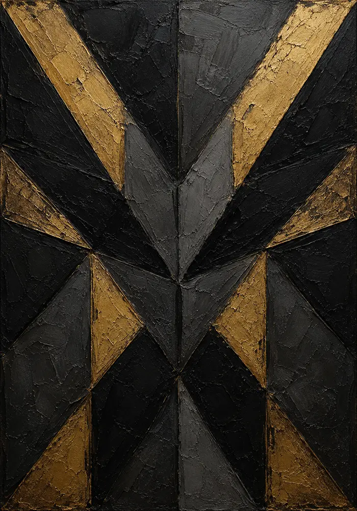 Geometric Facet Black & Gold Wall Art Canvas Print