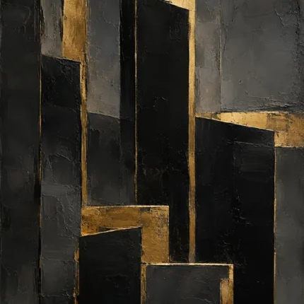 Architectural Threshold Black & Gold Wall Art Canvas Print