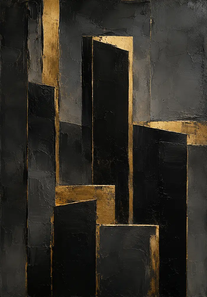 Architectural Threshold Black & Gold Wall Art Canvas Print