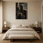Architectural Threshold Black & Gold Wall Art Canvas Print showcased in an elegant minimalist interior