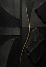 Golden Rift Abstract Black & Gold Wall Art Canvas Print